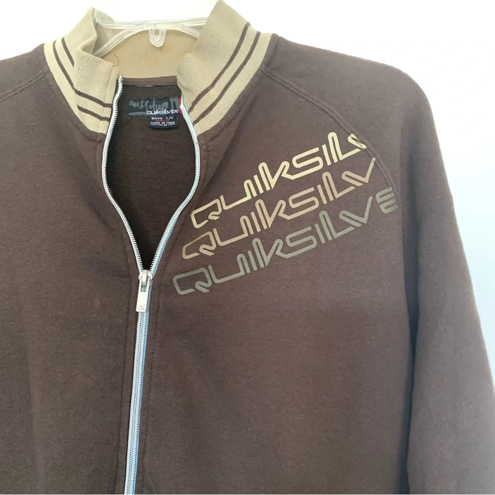 Quicksilver Boys Large Brown and Tan Zip-up Jacket